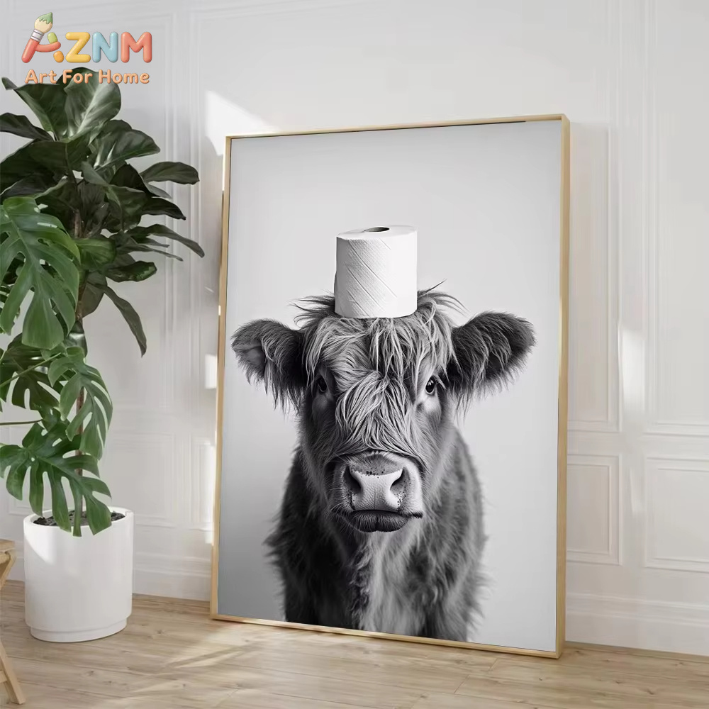 1PC、ハイランドカウ、カワウソ、猫、アライグマ、トイレット - Home Bathroom Wallpaper のレビューと価格