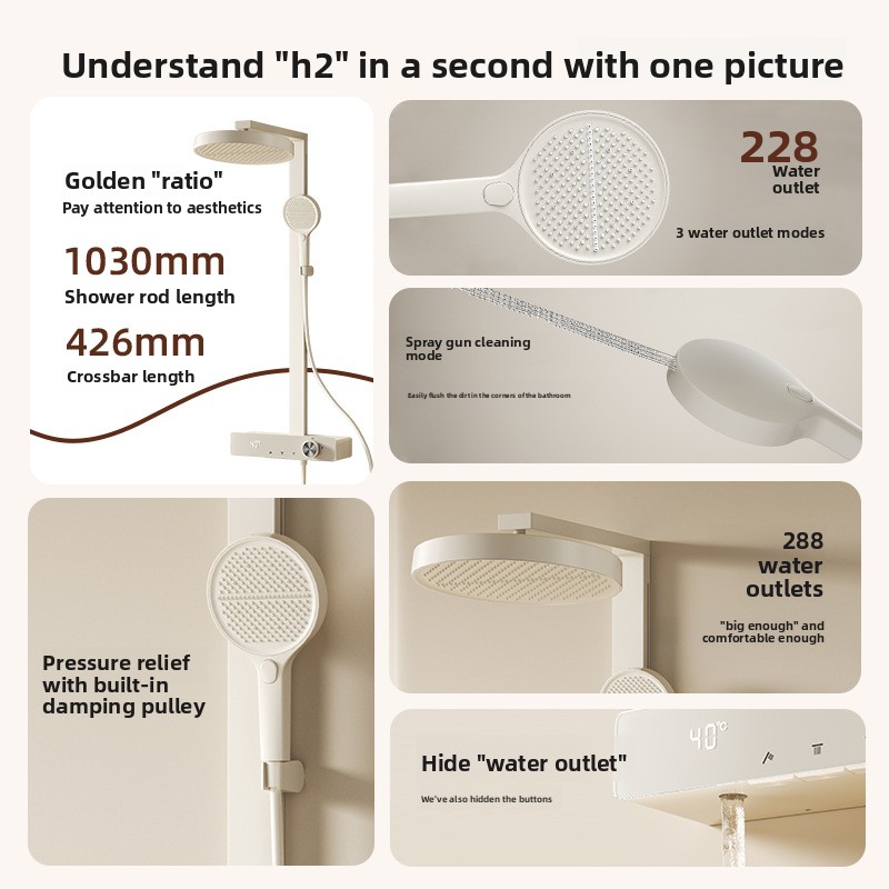 スマートデジタルディスプレイ脱塩素美肌効果のある全銅製シャワ - Home Bathroom Set のレビューと価格