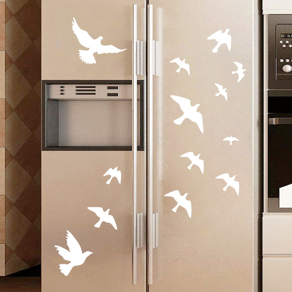 12ピース/セット鳥の壁のステッカー家の装飾キッチン冷蔵庫の - Home Bathroom Tiles のレビューと価格