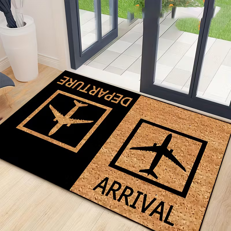 空港の標識 ドアマット 面白いエントランスラグ 到着出発グラ - Home Bathroom Door Signs のレビューと価格