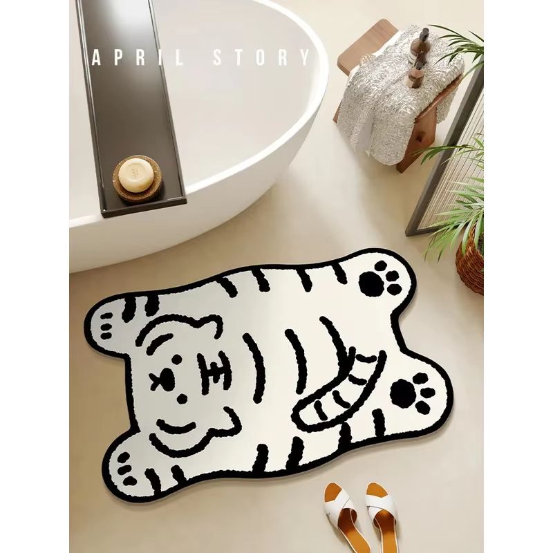 VIKAMA Ins ライトピンクヒョウバスマット漫画チータ - Home Made Bathroom Vanity のレビューと価格