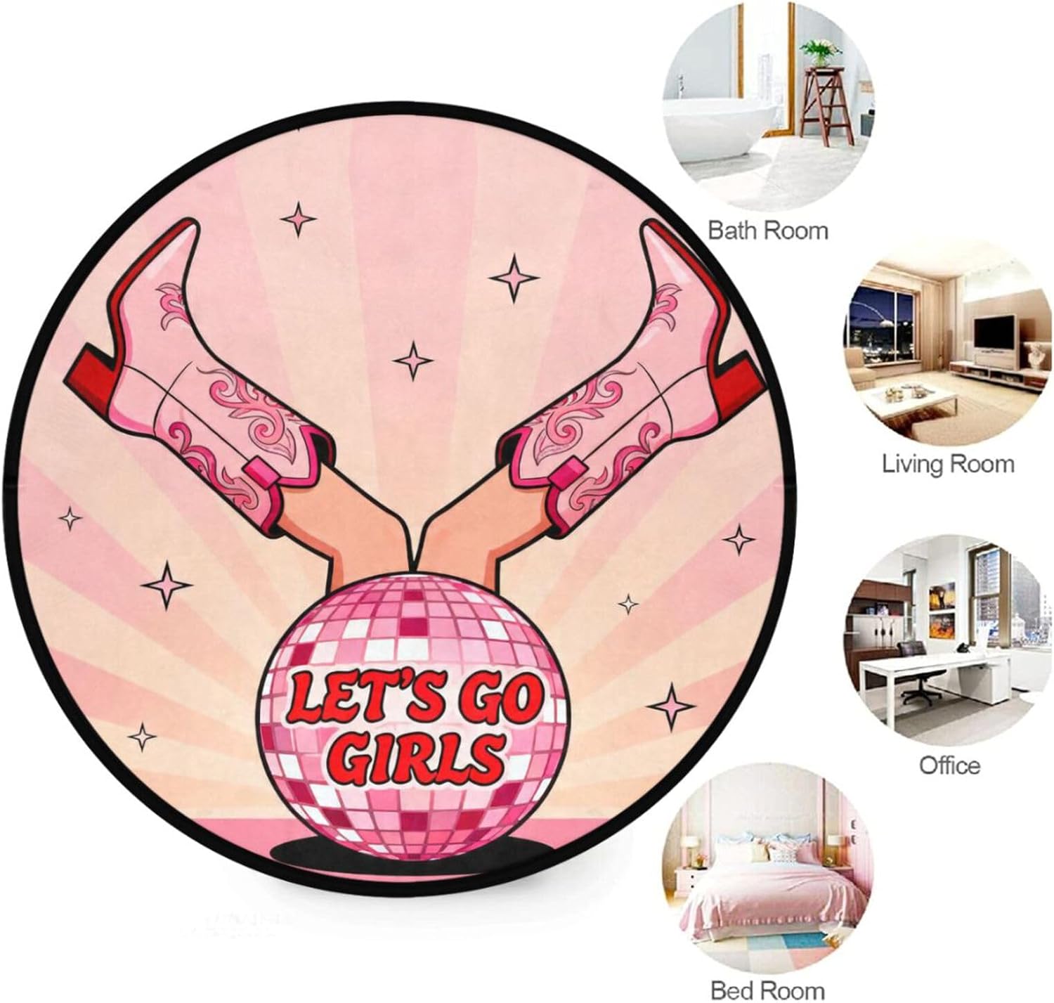 丸いふわふわのヒール型ラグマット、女の子向けホームデコレーシ - Home Made Bathroom Vanity のレビューと価格