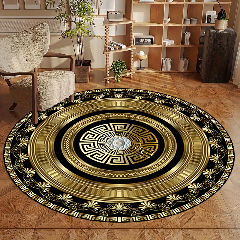 ギリシャキーパターンラウンドラグフランネルカーペットクラシッ - Home Bathroom Rugs のレビューと価格