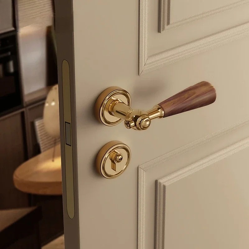 クルミ材ハンドル亜鉛合金サイレントドアロックホームセーフティ - Home Hardware Bathroom Accessories のレビューと価格