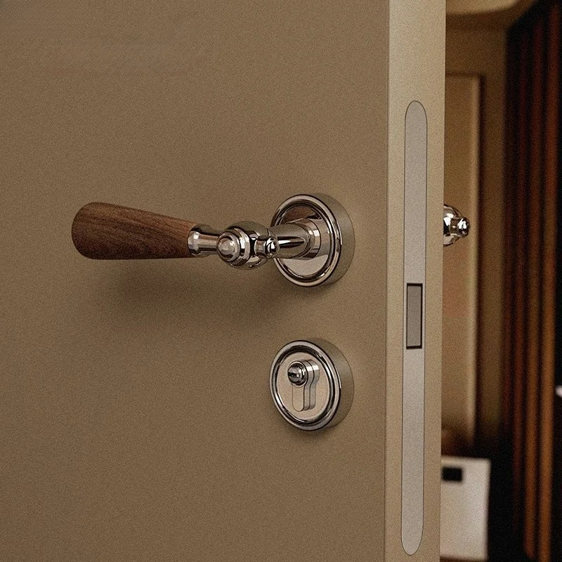 クルミ材ハンドル亜鉛合金サイレントドアロックホームセーフティ - Home Hardware Bathroom Accessories のレビューと価格