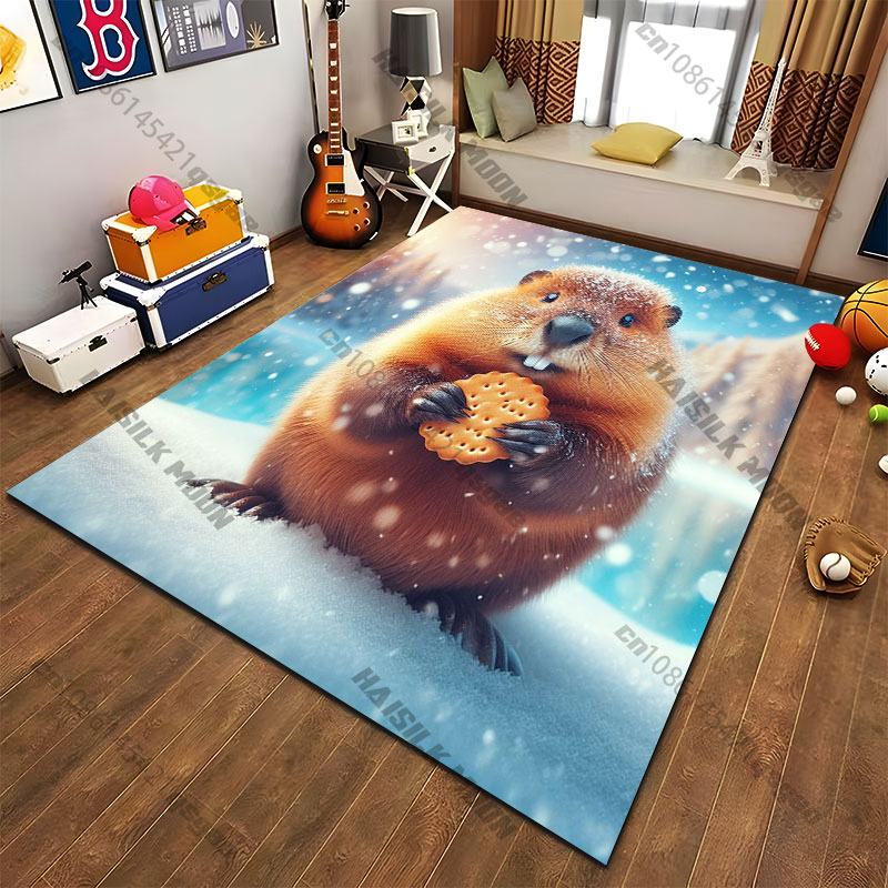 冬の風景動物雪背景カーペットヨガリビングルームルーム装飾子供 - Home Bathroom Scene のレビューと価格