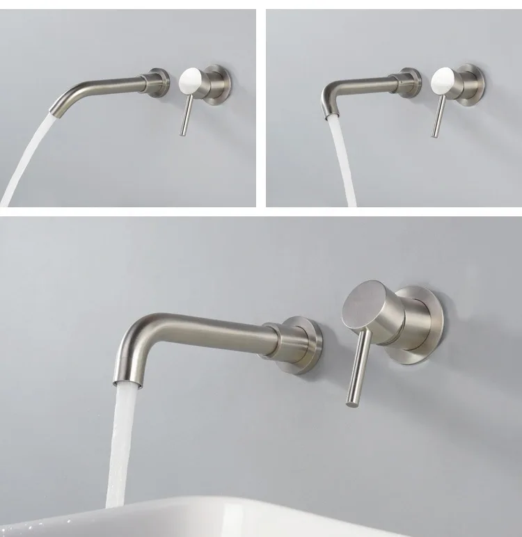 壁に取り付けられたつや消しニッケル蛇口,バスルーム,洗面台, - Basin Mixer Tap のレビューと価格