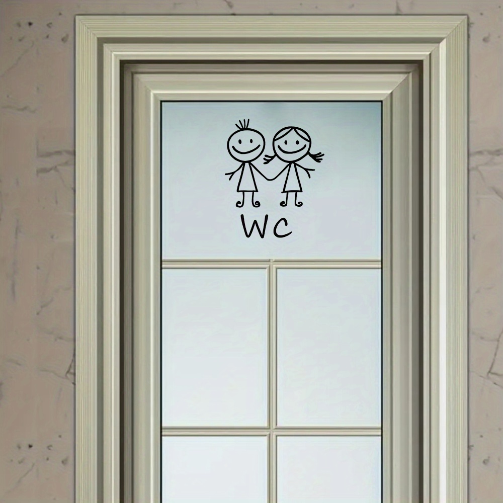 1pc 漫画男性と女性 WC 壁ステッカー浴室装飾用ビニール - Home Bathroom Door Signs のレビューと価格