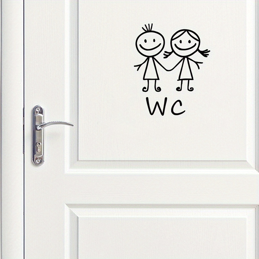 1pc 漫画男性と女性 WC 壁ステッカー浴室装飾用ビニール - Home Bathroom Door Signs のレビューと価格