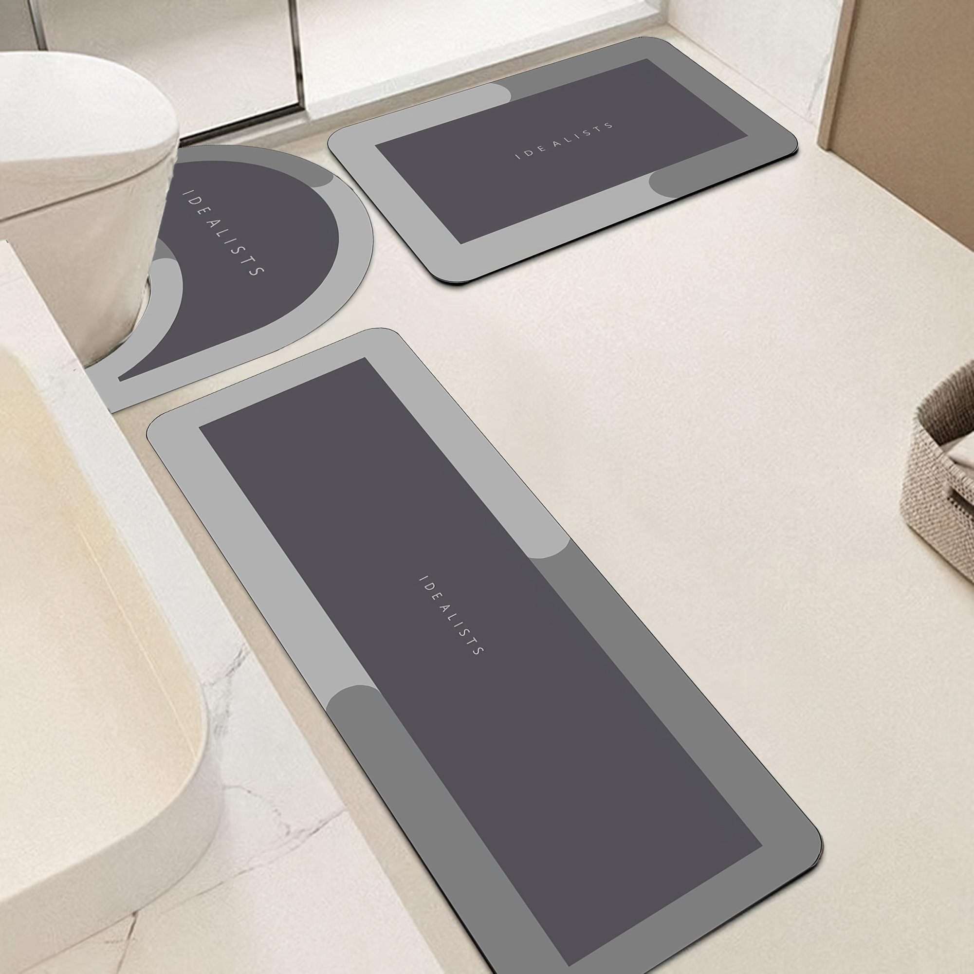 モダンミニマリストバスマットセット、バスルームラグランナーマ - Home Made Bathroom Vanity のレビューと価格