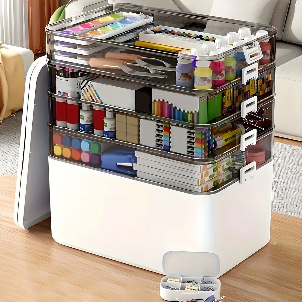 透明な多層式薬箱、大容量ポータブル仕切り付き収納ケース、お手 - Home For Bathroom のレビューと価格